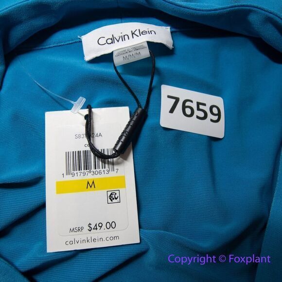 New! Calvin Klein Womens Twist-Front Top in‎ blue, size M - Picture 8 of 10